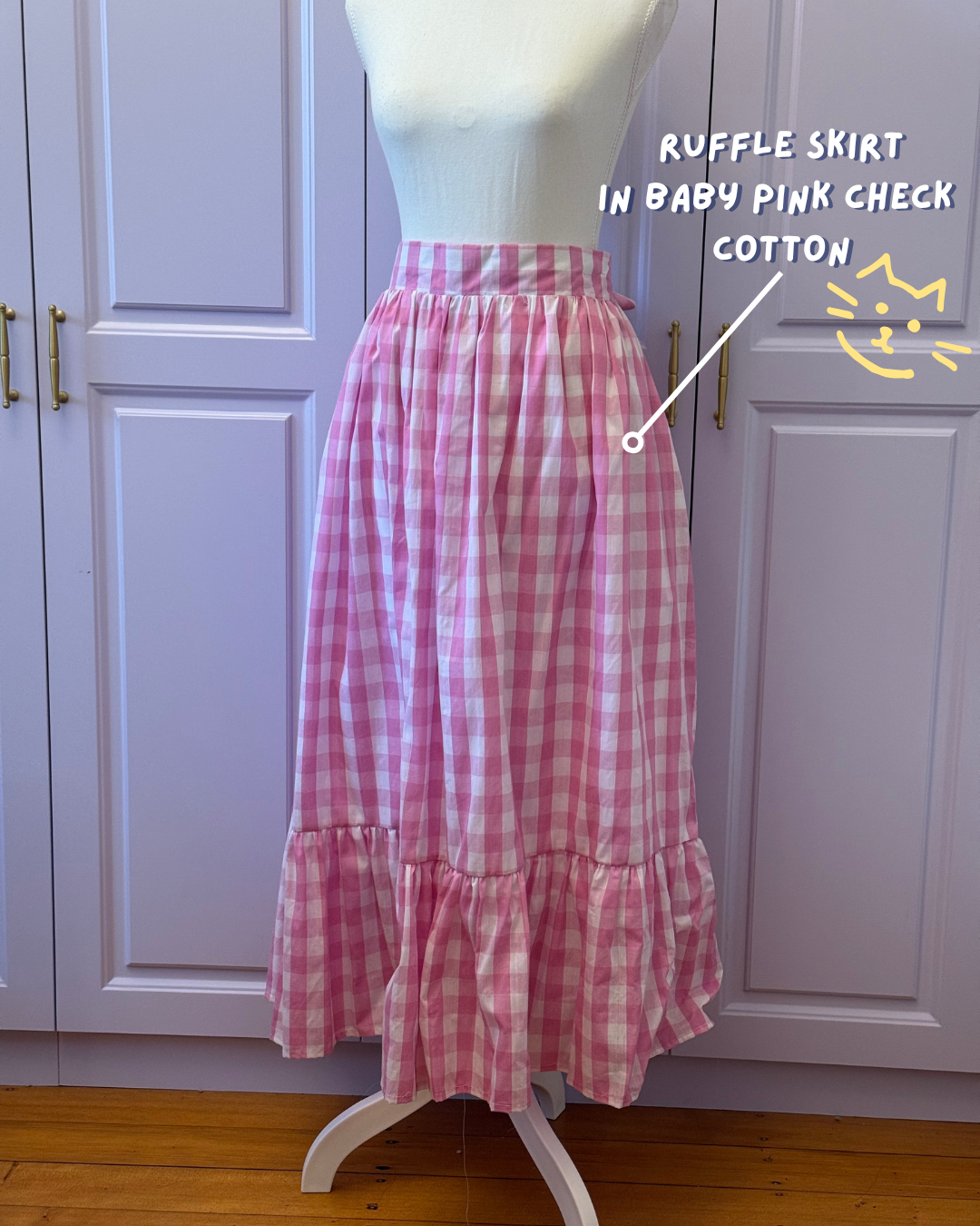 Cotton - Baby Pink Check (Large)