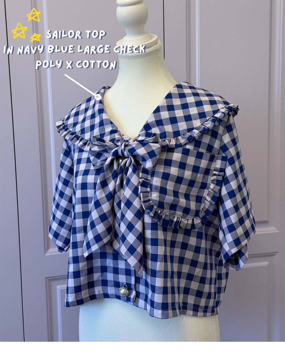 Cotton x Poly Blend - Navy Blue Check (Large)
