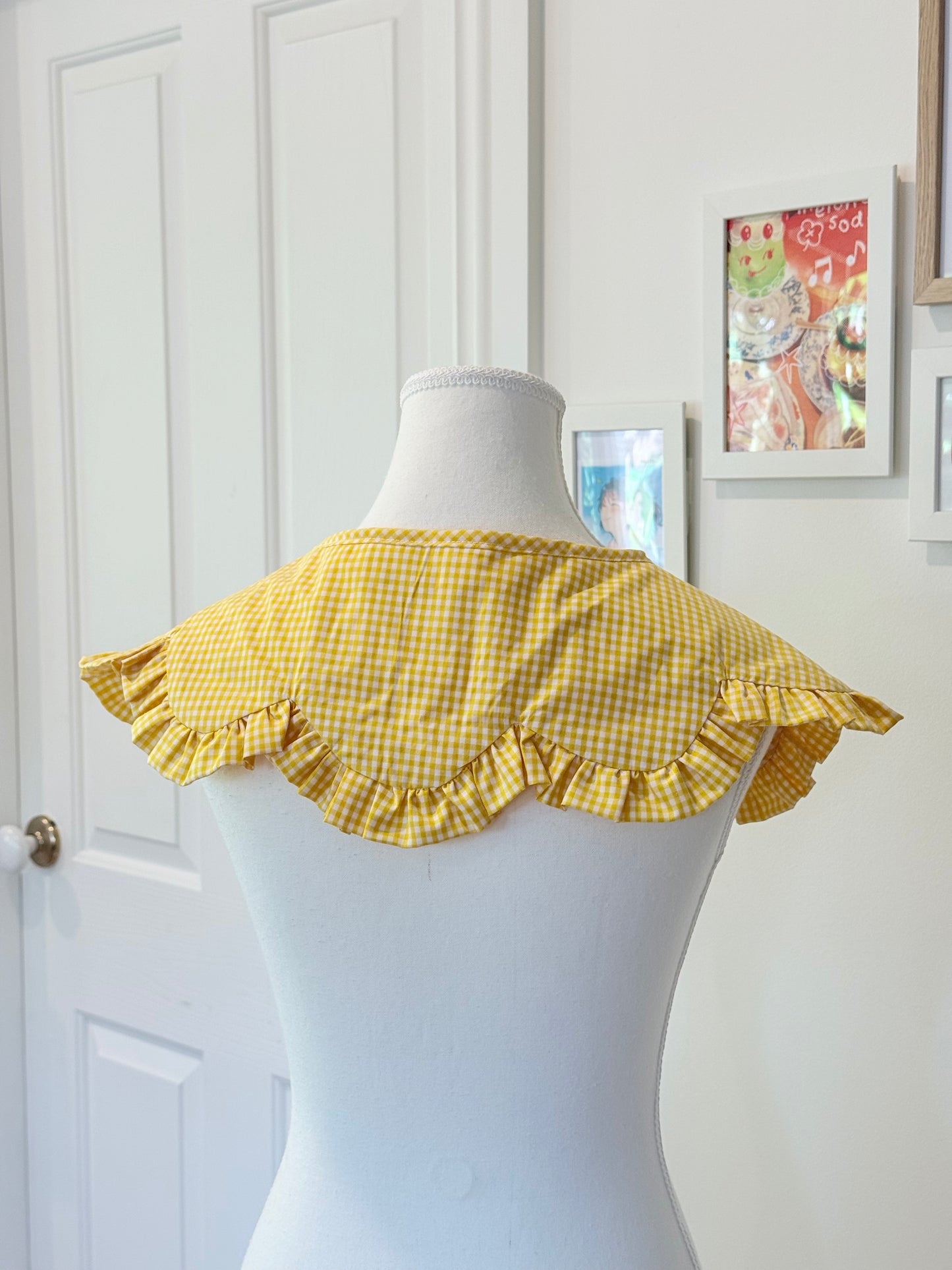 Flower collar - Yellow Check Cotton