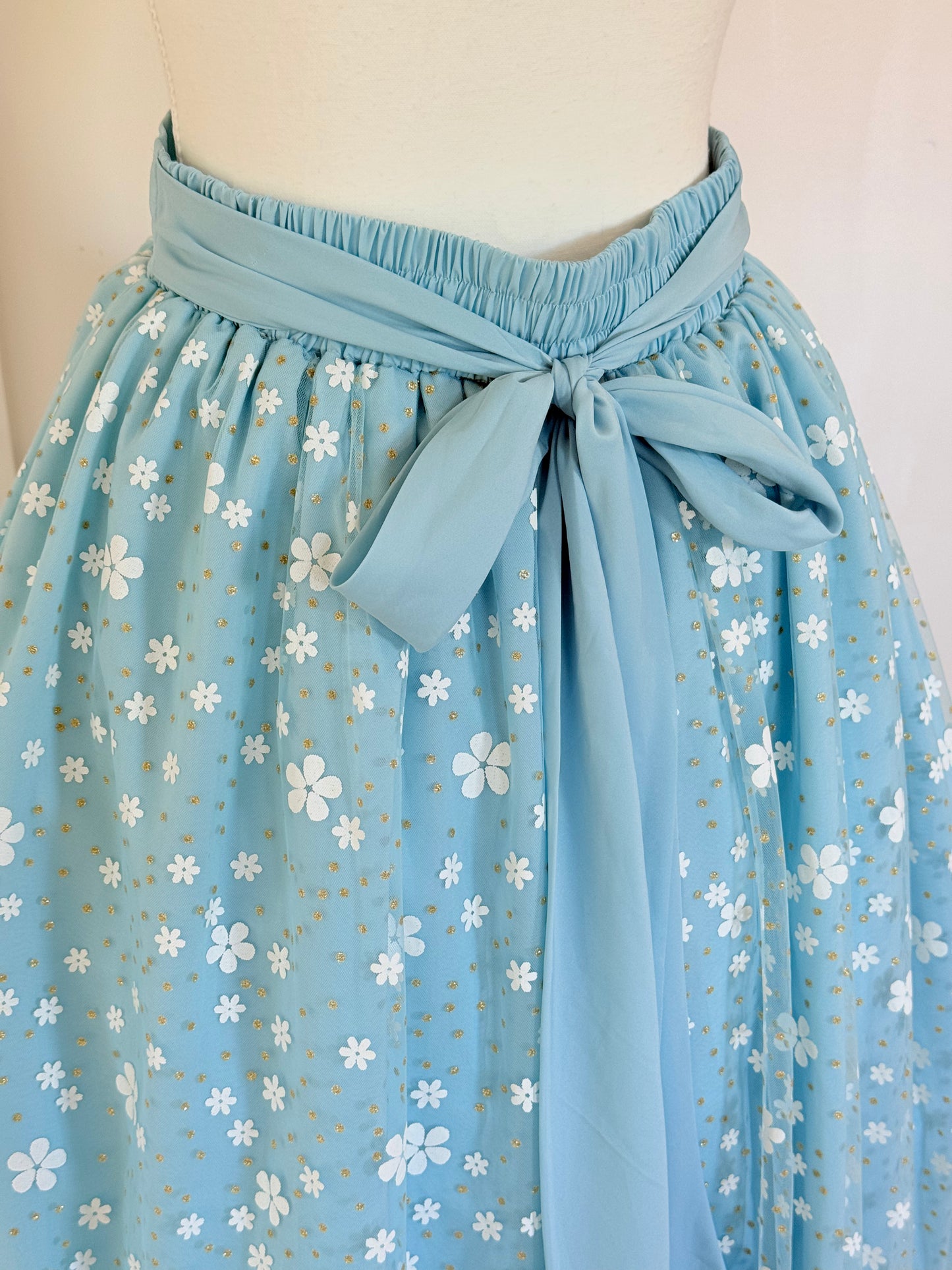 Ruffle skirt - Blue Floral Tulle