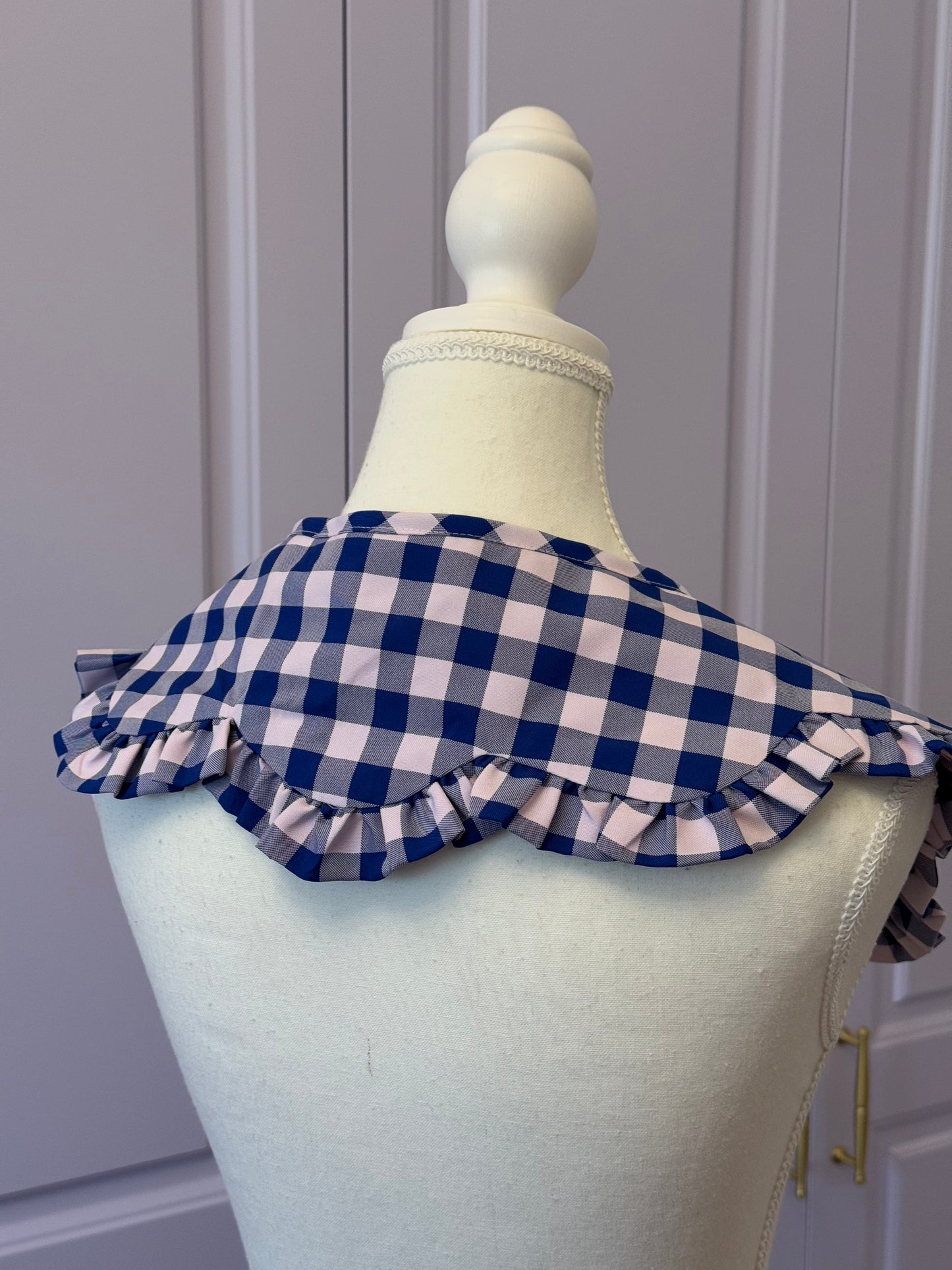 Flower collar - Blue Check Cotton x Poly