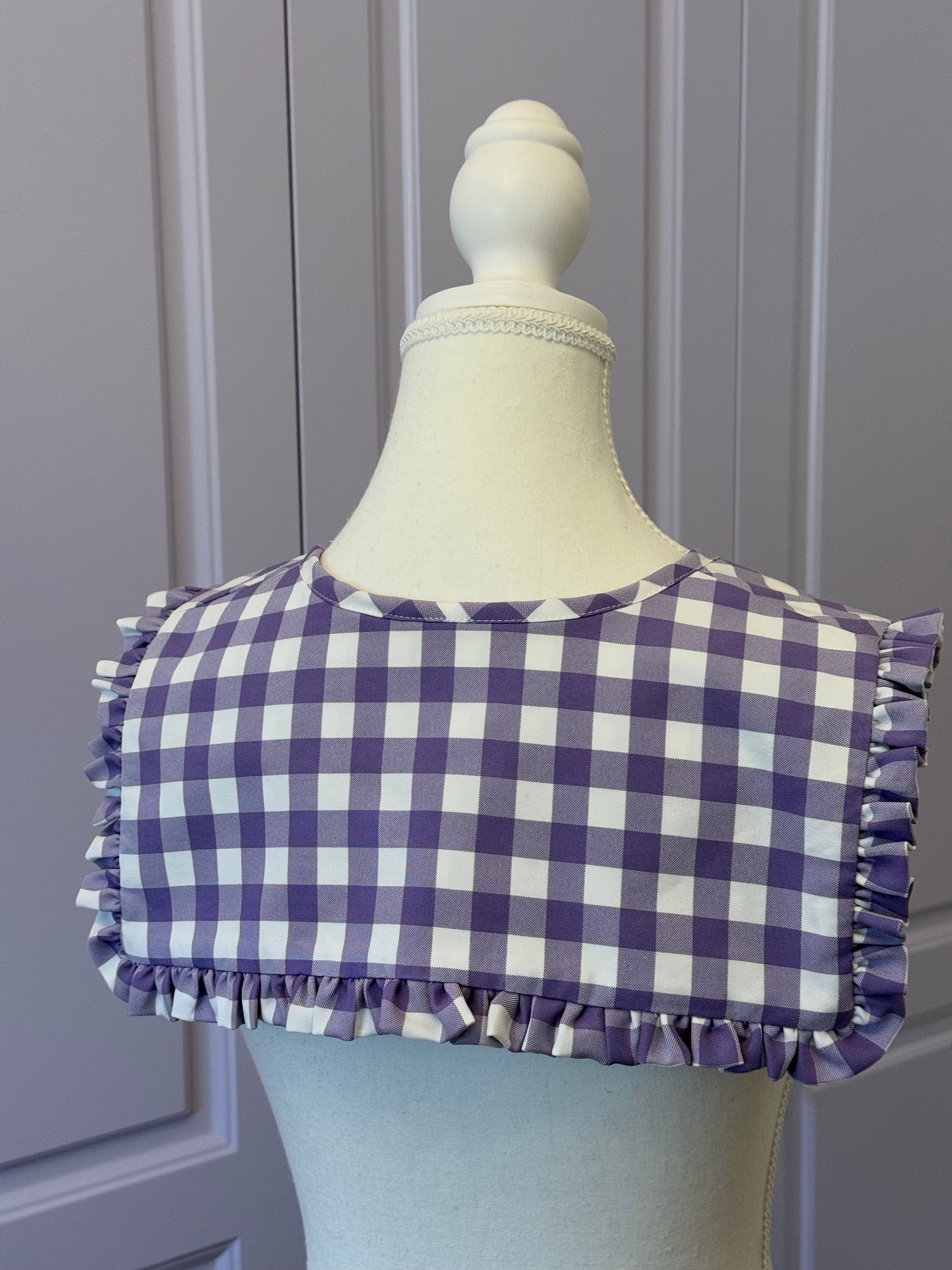 Mini Madoka collar - Purple Check Cotton x Poly