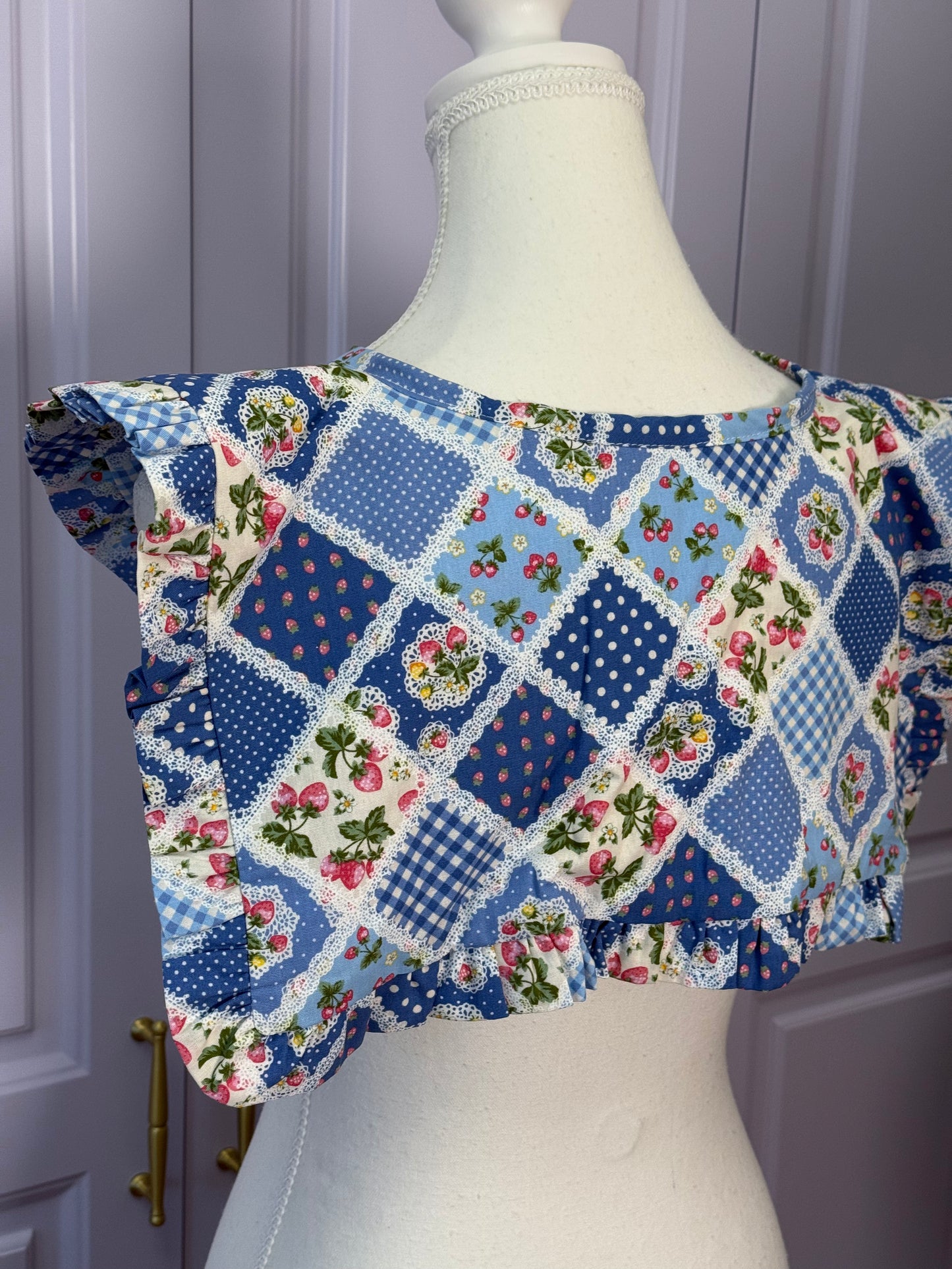 Sailor collar - Blue Strawberry Patchwork Japanese Cotton