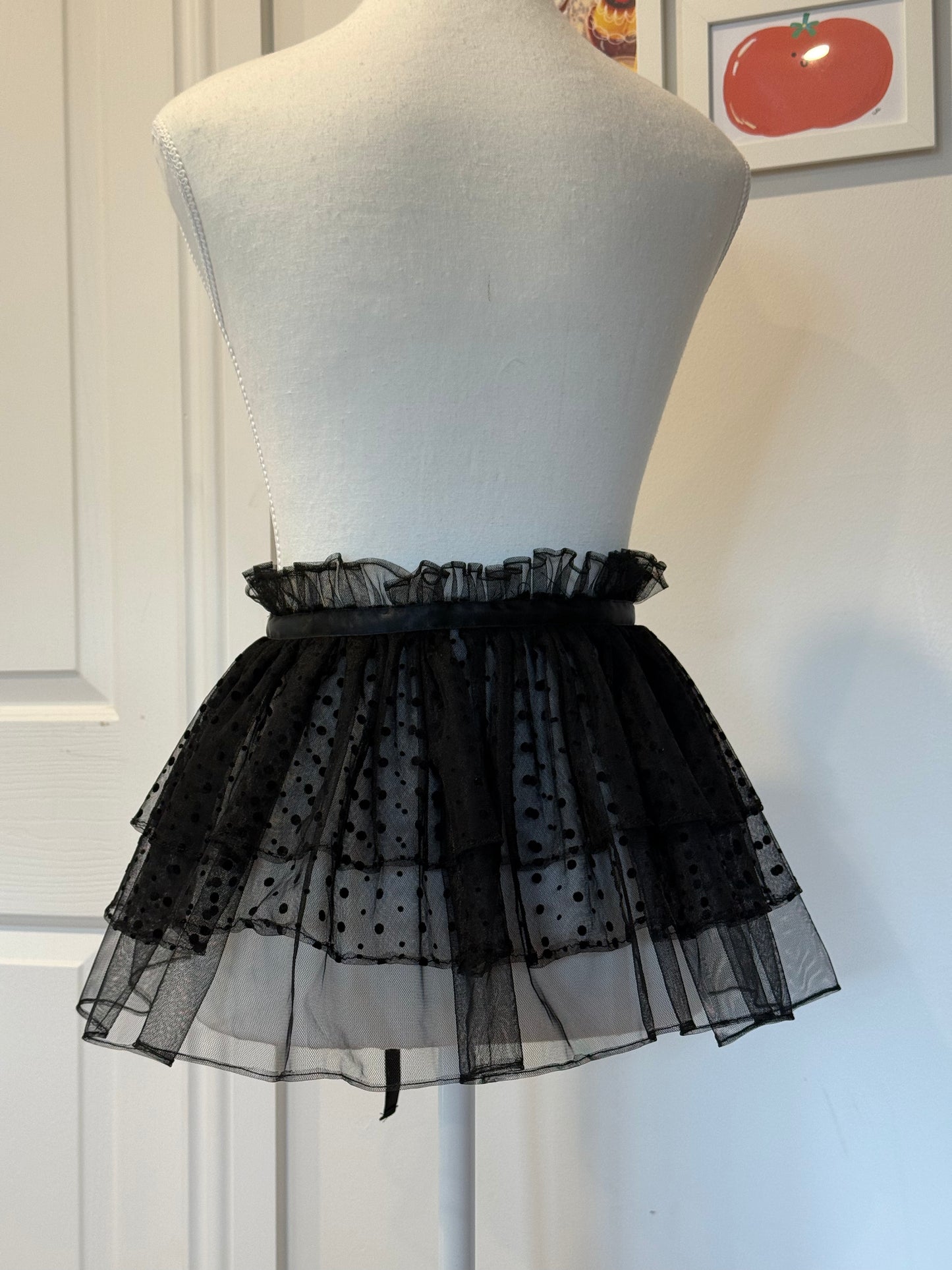Layered Capelet Collar - Black Dotted Tulle