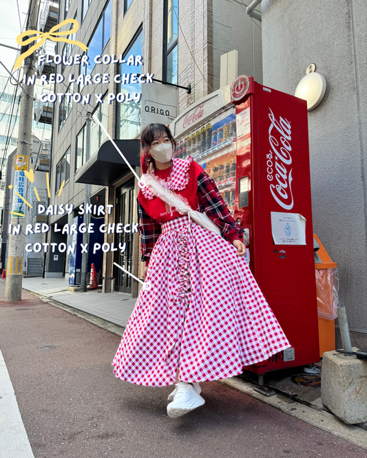 Daisy skirt - Red Check Cotton x Poly