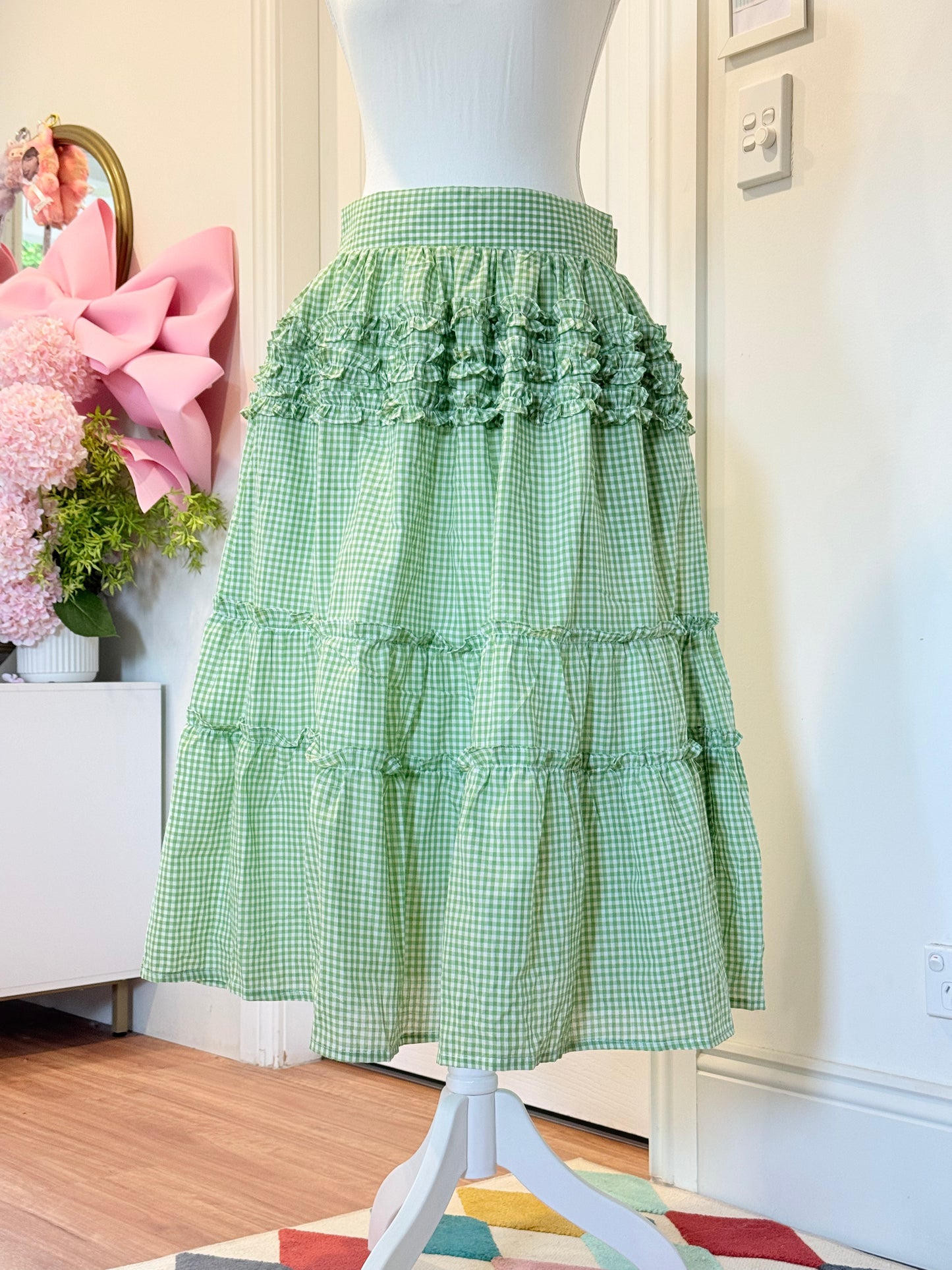 Cabbage Patch Set - Green Gingham Cotton