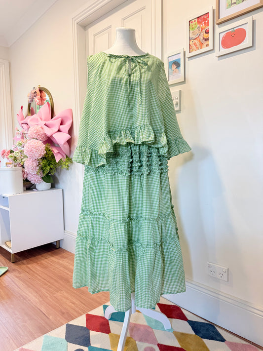 Cabbage Patch Set - Green Gingham Cotton