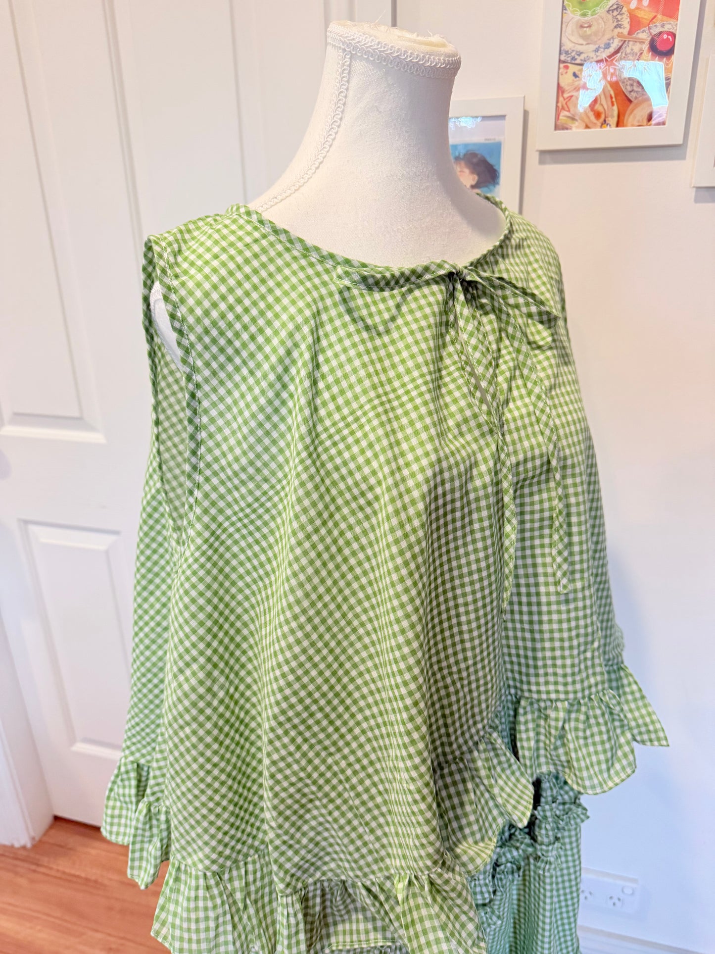 Cabbage Patch Set - Green Gingham Cotton