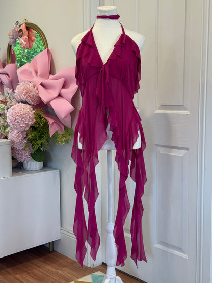Jellyfish Overdress - Wine Red Tulle Mesh