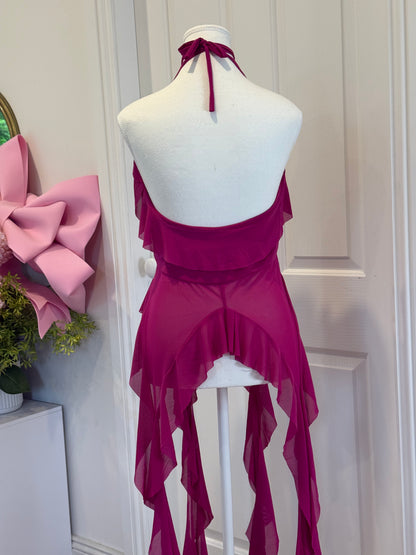 Jellyfish Overdress - Wine Red Tulle Mesh