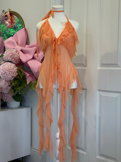 Jellyfish Overdress - Orange Tulle Mesh