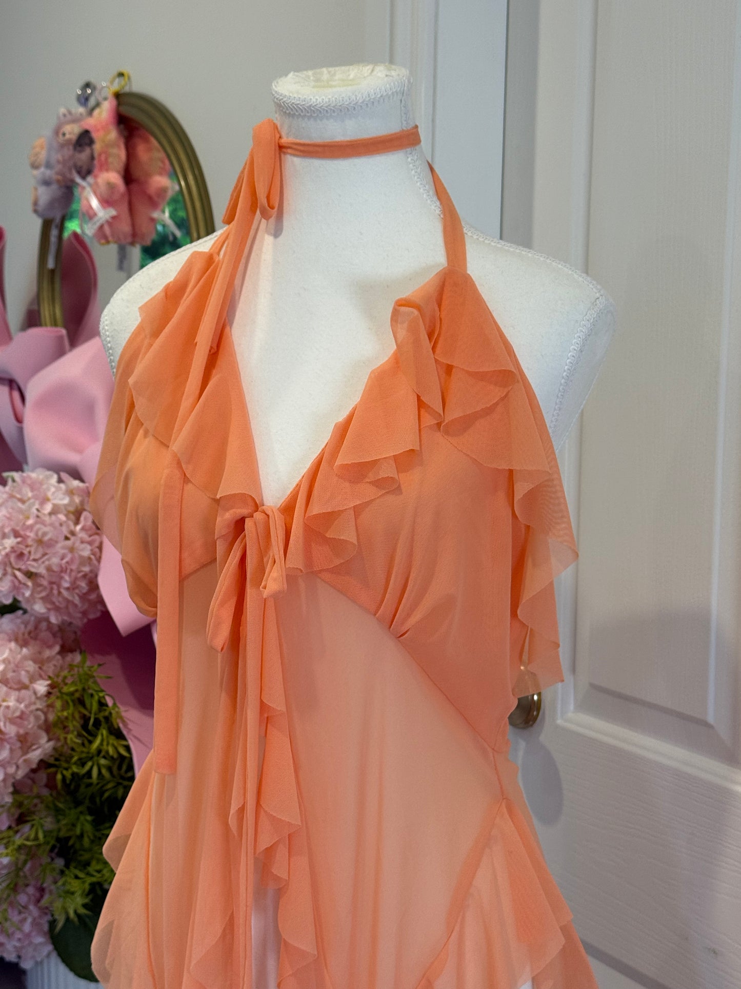Jellyfish Overdress - Orange Tulle Mesh
