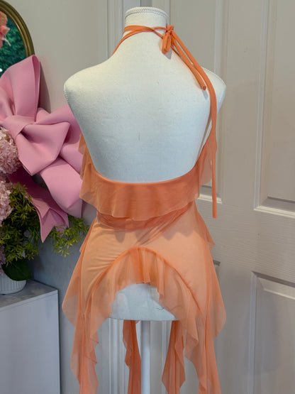 Jellyfish Overdress - Orange Tulle Mesh