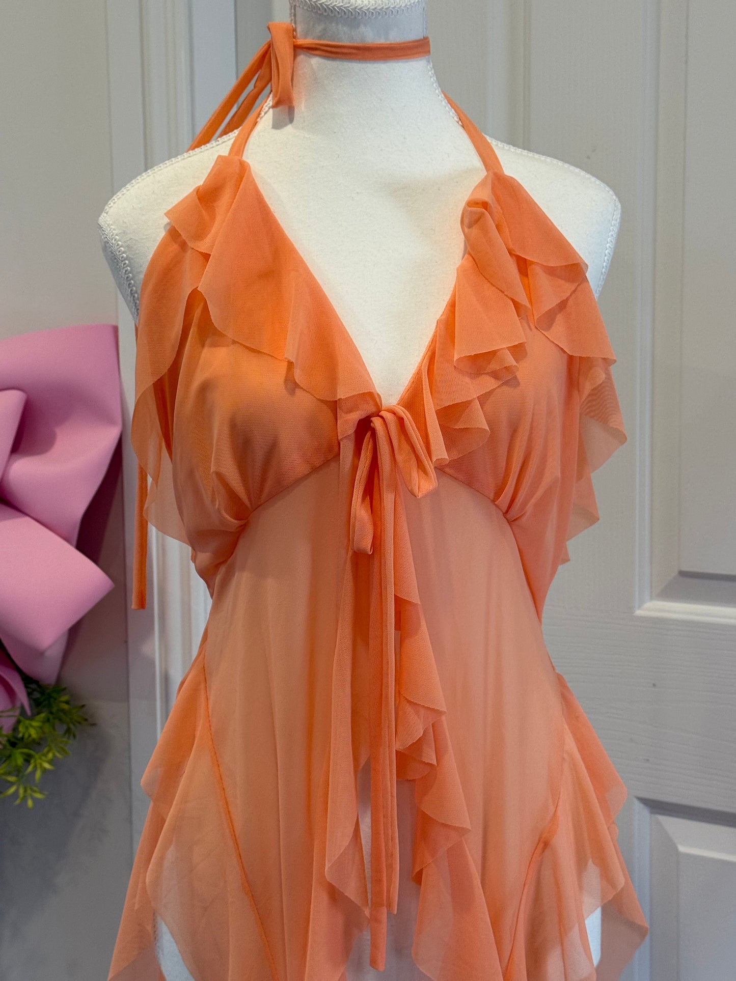 Jellyfish Overdress - Orange Tulle Mesh