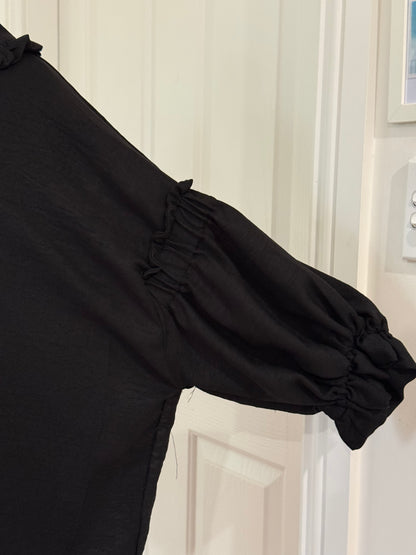 Pierrot Top - Black Linen x Silk
