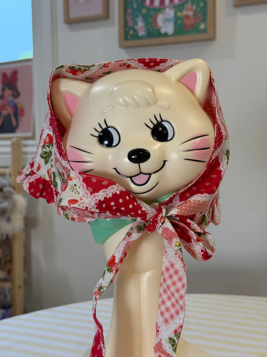 Babushka Scarf - Strawberry Patchwork Japanese Cotton