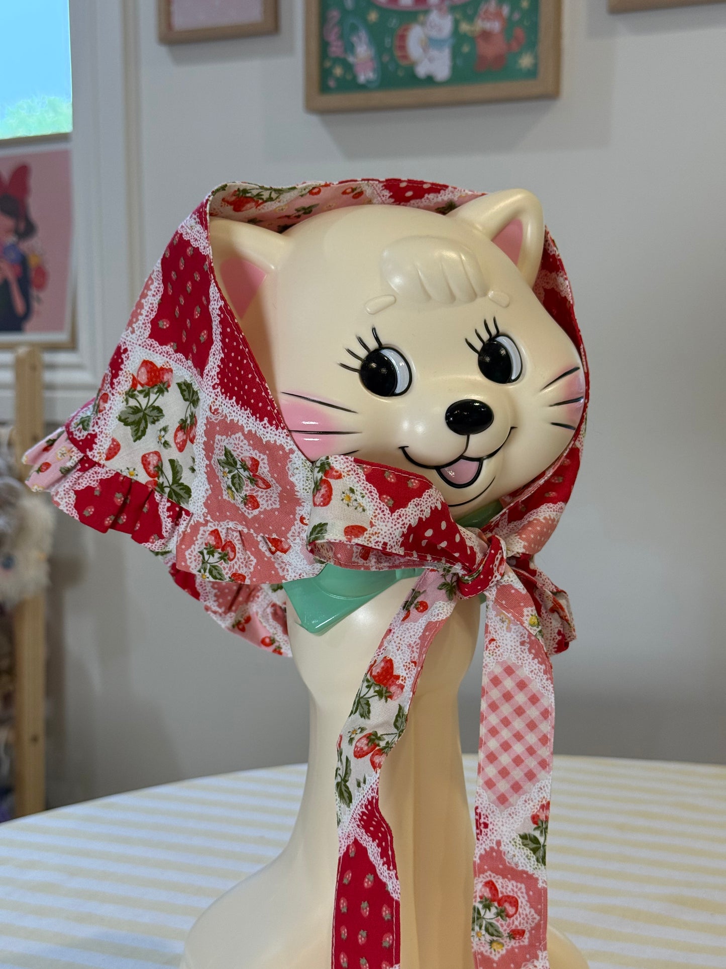 Babushka Scarf - Strawberry Patchwork Japanese Cotton