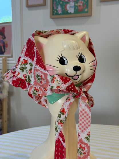 Babushka Scarf - Strawberry Patchwork Japanese Cotton