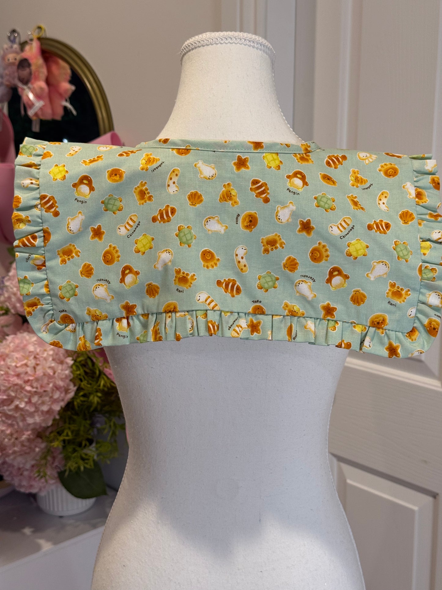 Sailor collar - Sea Creatures Pastries Japanese Cotton