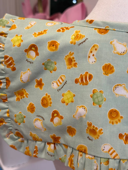 Sailor collar - Sea Creatures Pastries Japanese Cotton