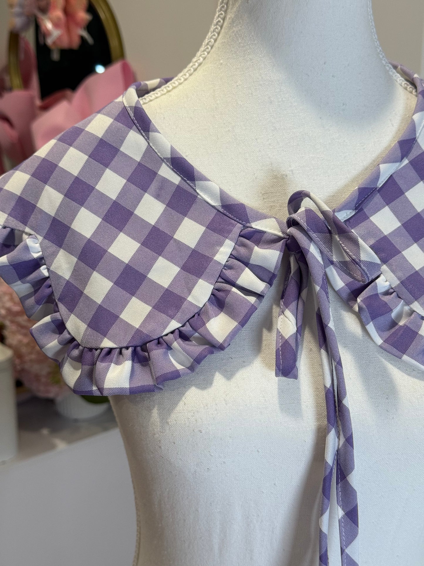 Flower collar - Purple Check Cotton x Poly