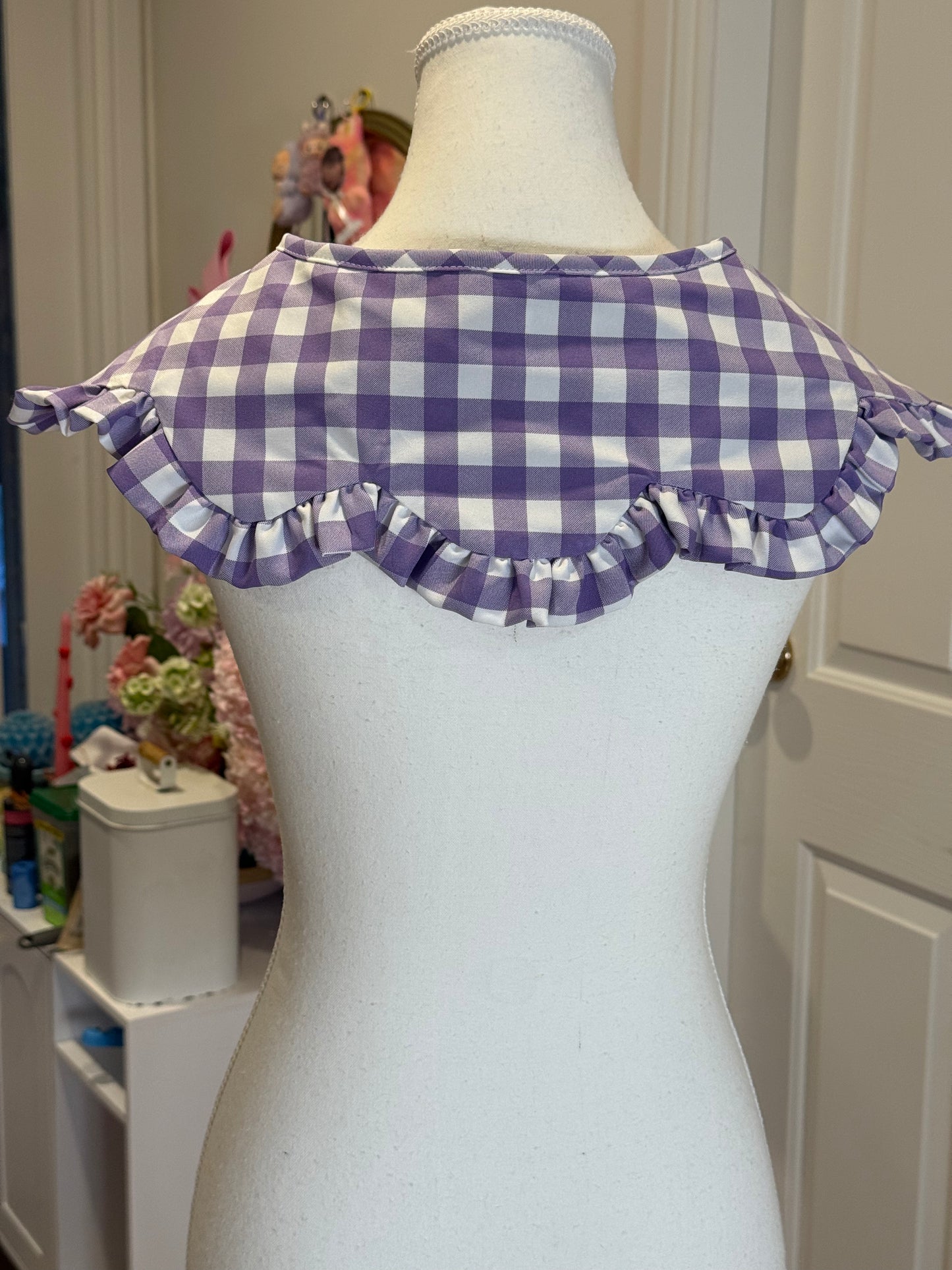 Flower collar - Purple Check Cotton x Poly