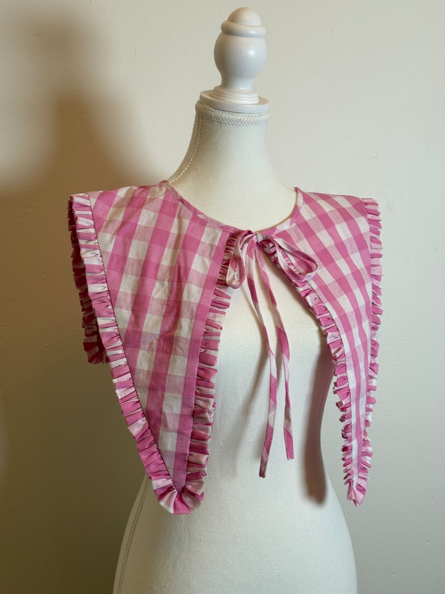 Madoka collar - Pink Gingham Cotton