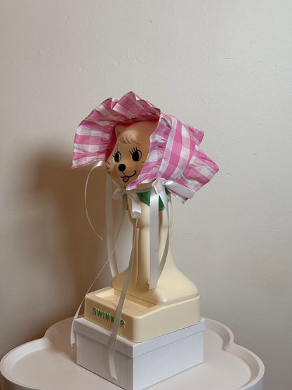 Headdress - Pink Gingham Cotton