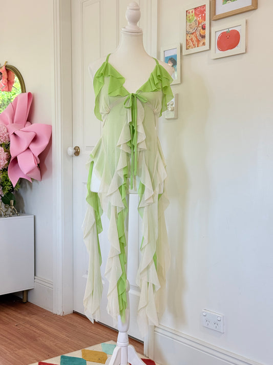 Duotone Jellyfish Overdress - Ivory x Green Tulle Mesh