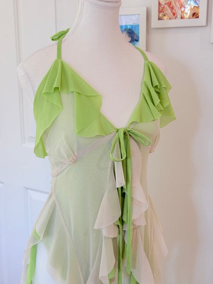 Duotone Jellyfish Overdress - Ivory x Green Tulle Mesh