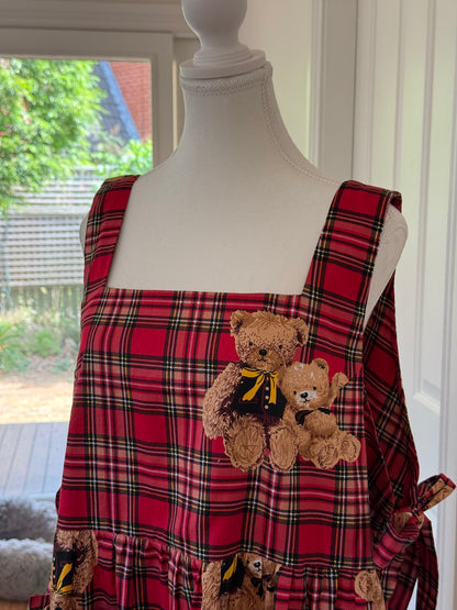 Maru apron - Bear Tartan Cotton