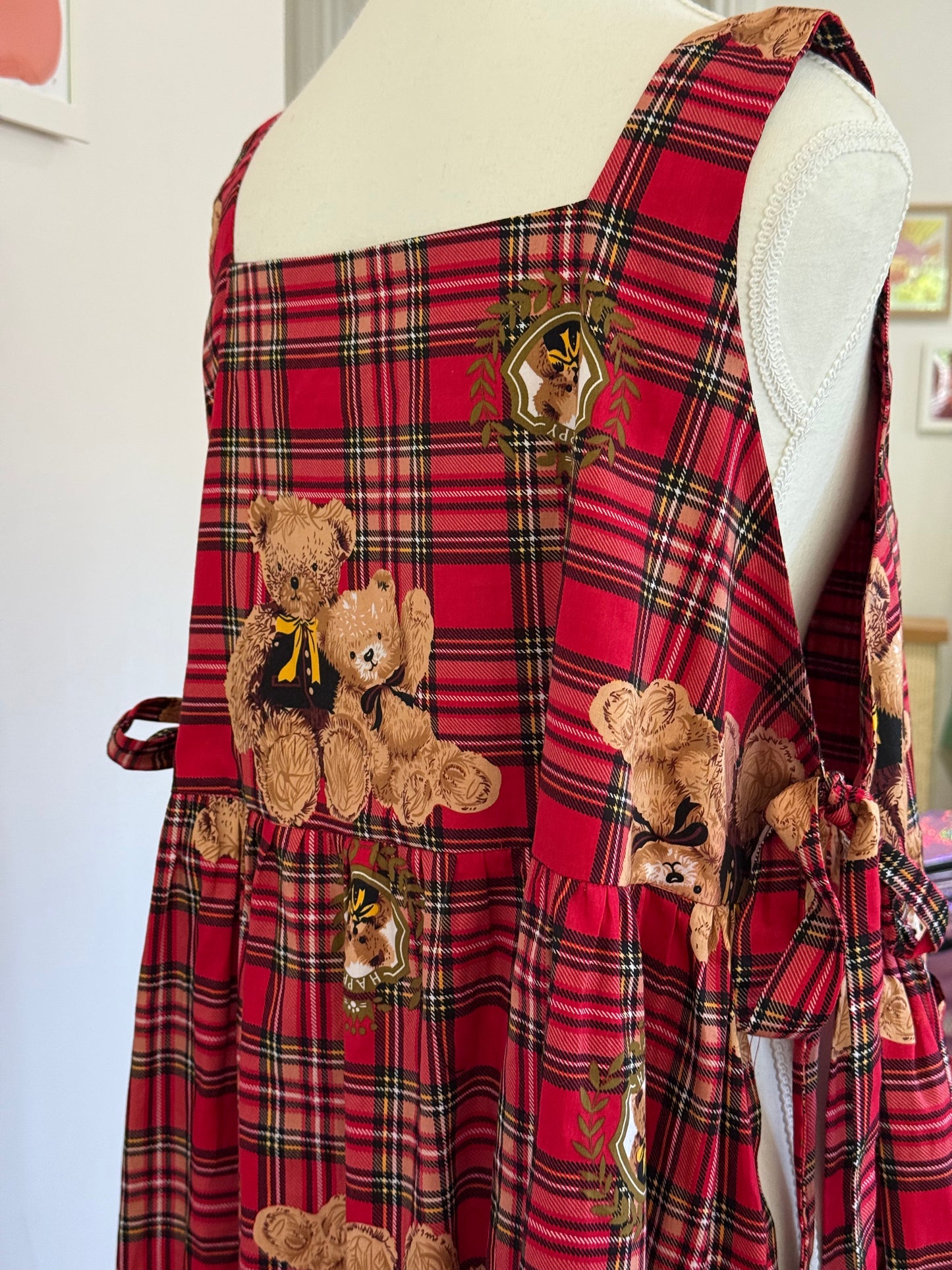 Maru apron - Bear Tartan Cotton