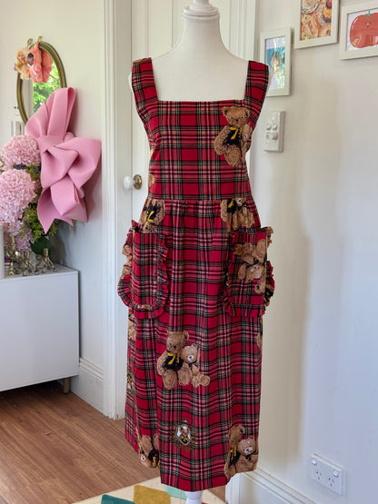 Maru apron - Bear Tartan Cotton