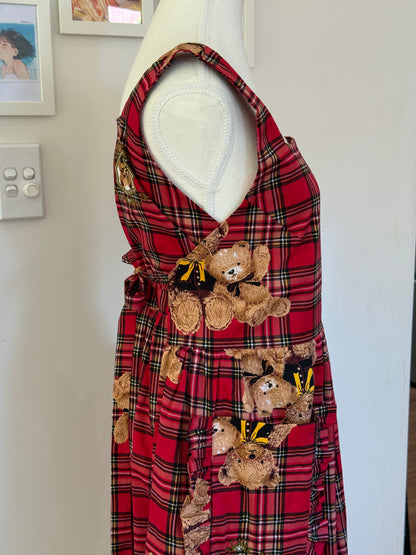 Maru apron - Bear Tartan Cotton
