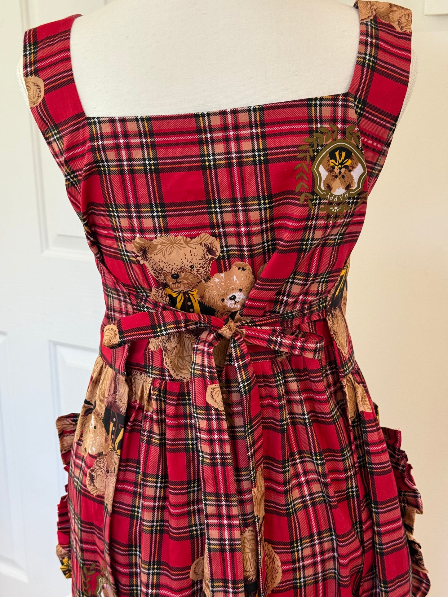 Maru apron - Bear Tartan Cotton