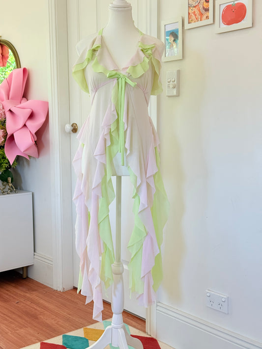 Duotone Jellyfish Overdress - Baby Pink x Green Tulle Mesh