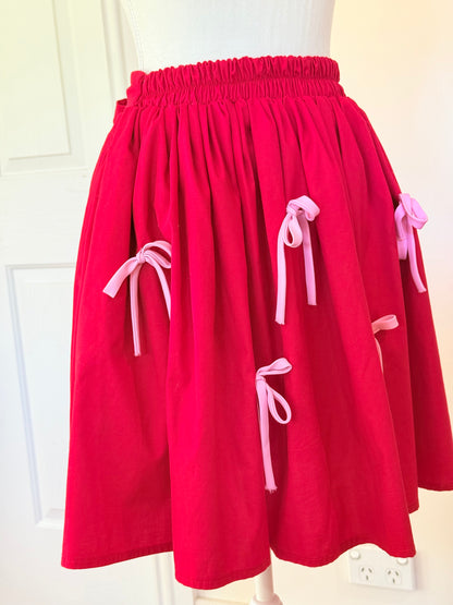 Aiko skirt - Red x Pink Cotton x Poly