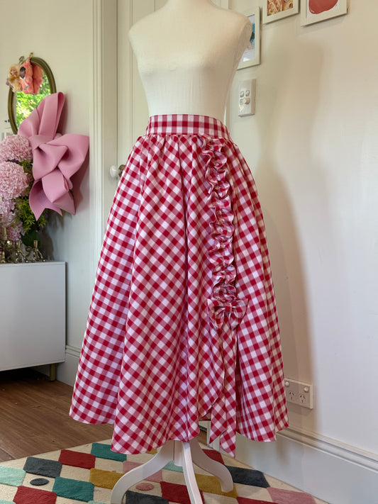 Daisy skirt - Red Gingham Cotton x Poly