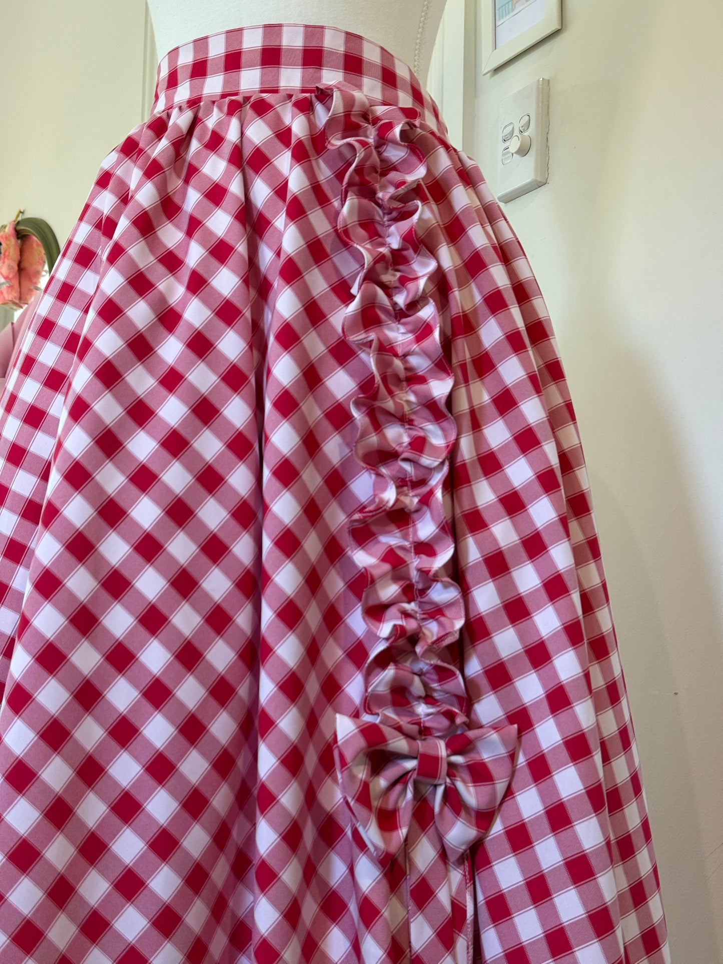 Daisy skirt - Red Gingham Cotton x Poly