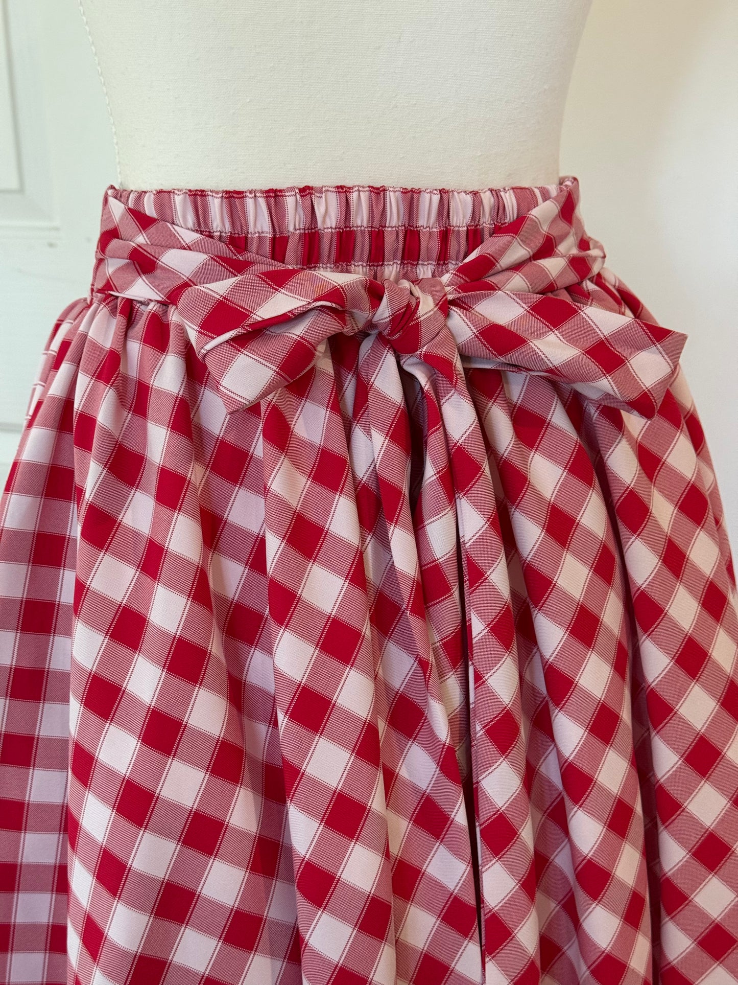 Daisy skirt - Red Gingham Cotton x Poly