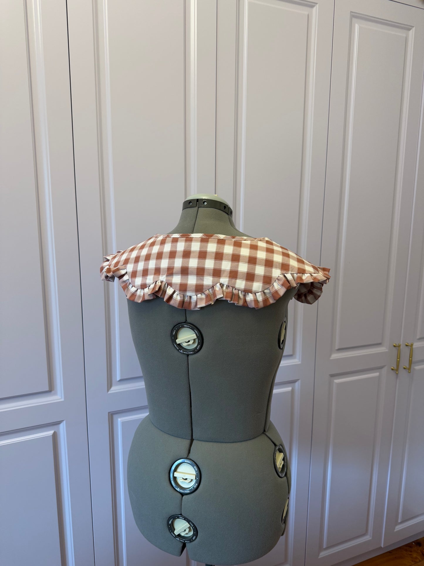 Flower collar - Caramel Brown Check Cotton x Poly