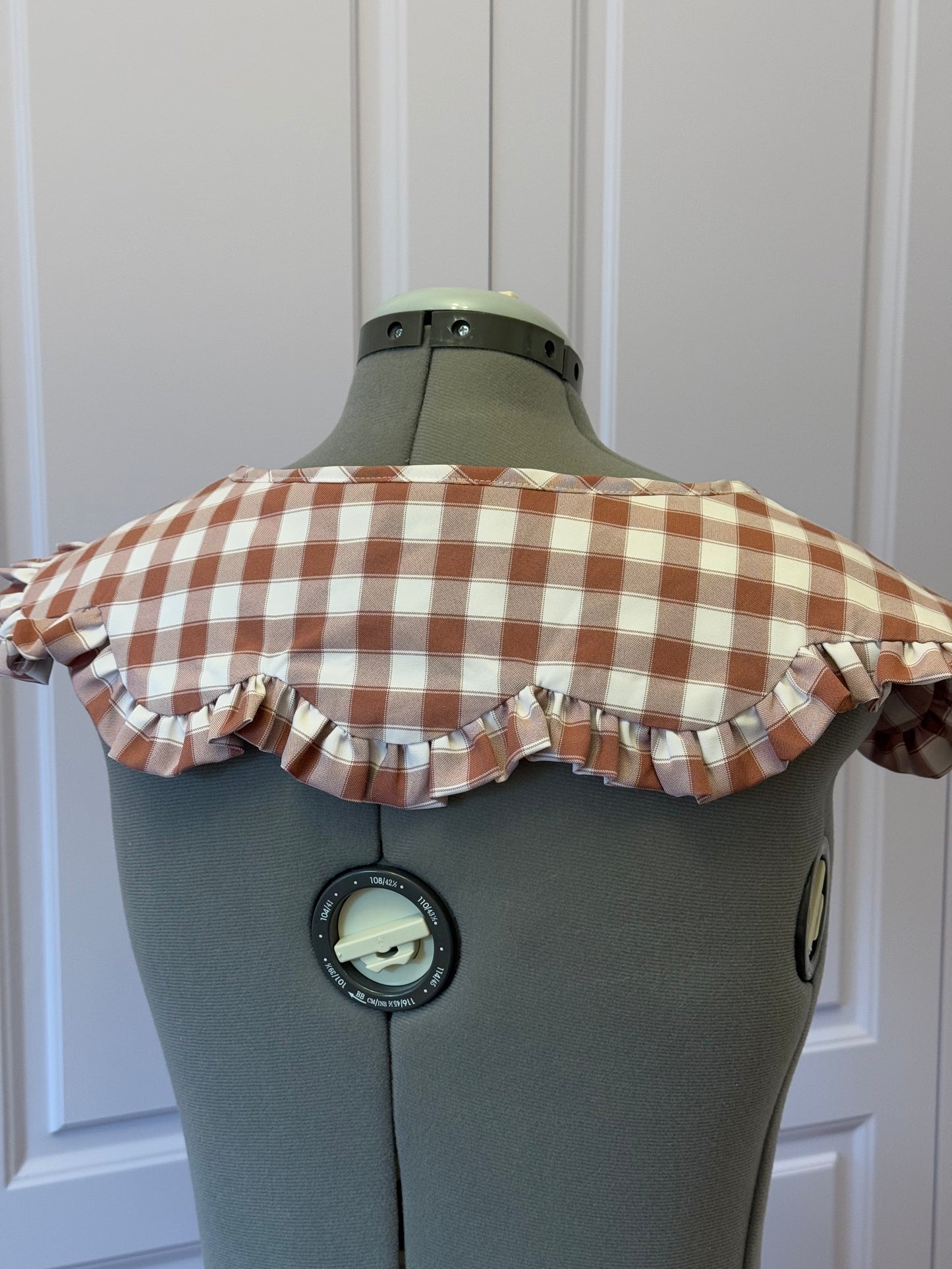 Flower collar - Caramel Brown Check Cotton x Poly