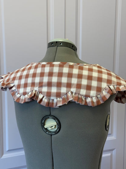 Flower collar - Caramel Brown Check Cotton x Poly