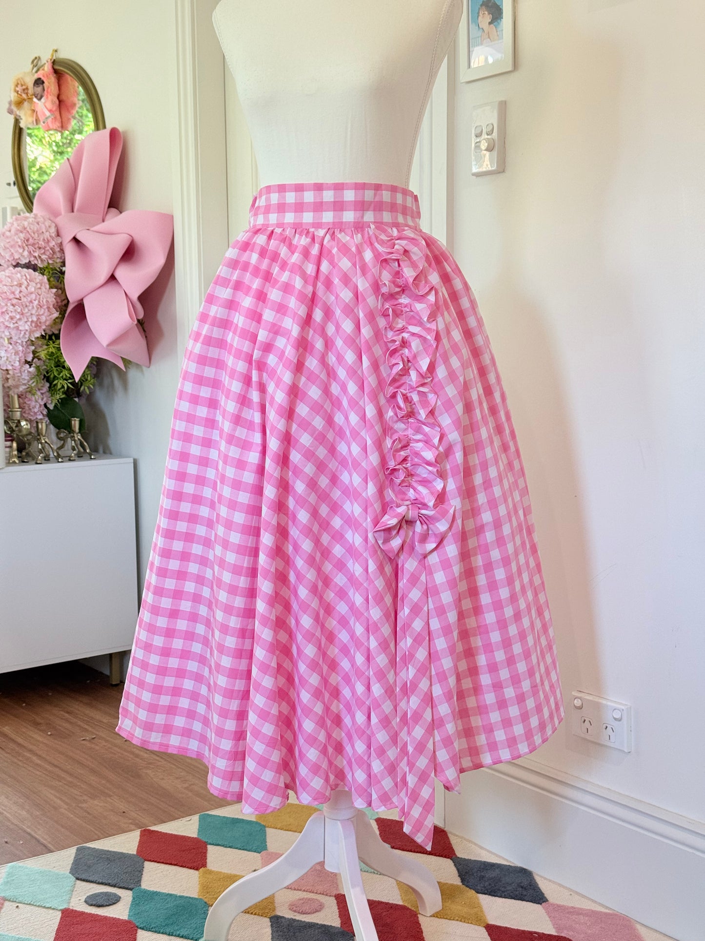 Daisy skirt - Pink Gingham Cotton x Poly