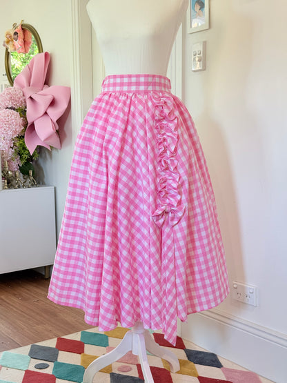 Daisy skirt - Pink Gingham Cotton x Poly