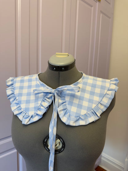 Sailor collar - Baby Blue Check Cotton x Poly
