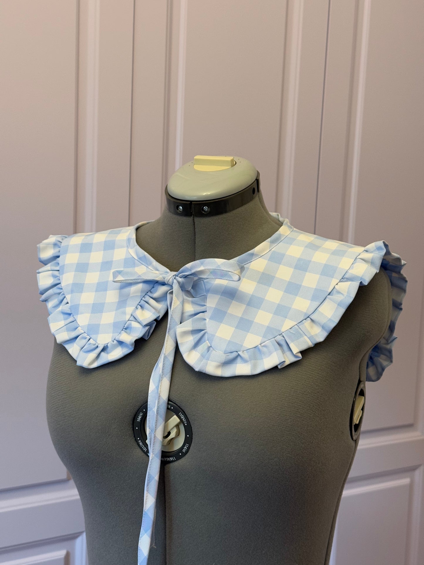 Sailor collar - Baby Blue Check Cotton x Poly