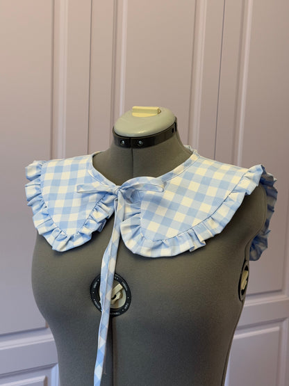Sailor collar - Baby Blue Check Cotton x Poly