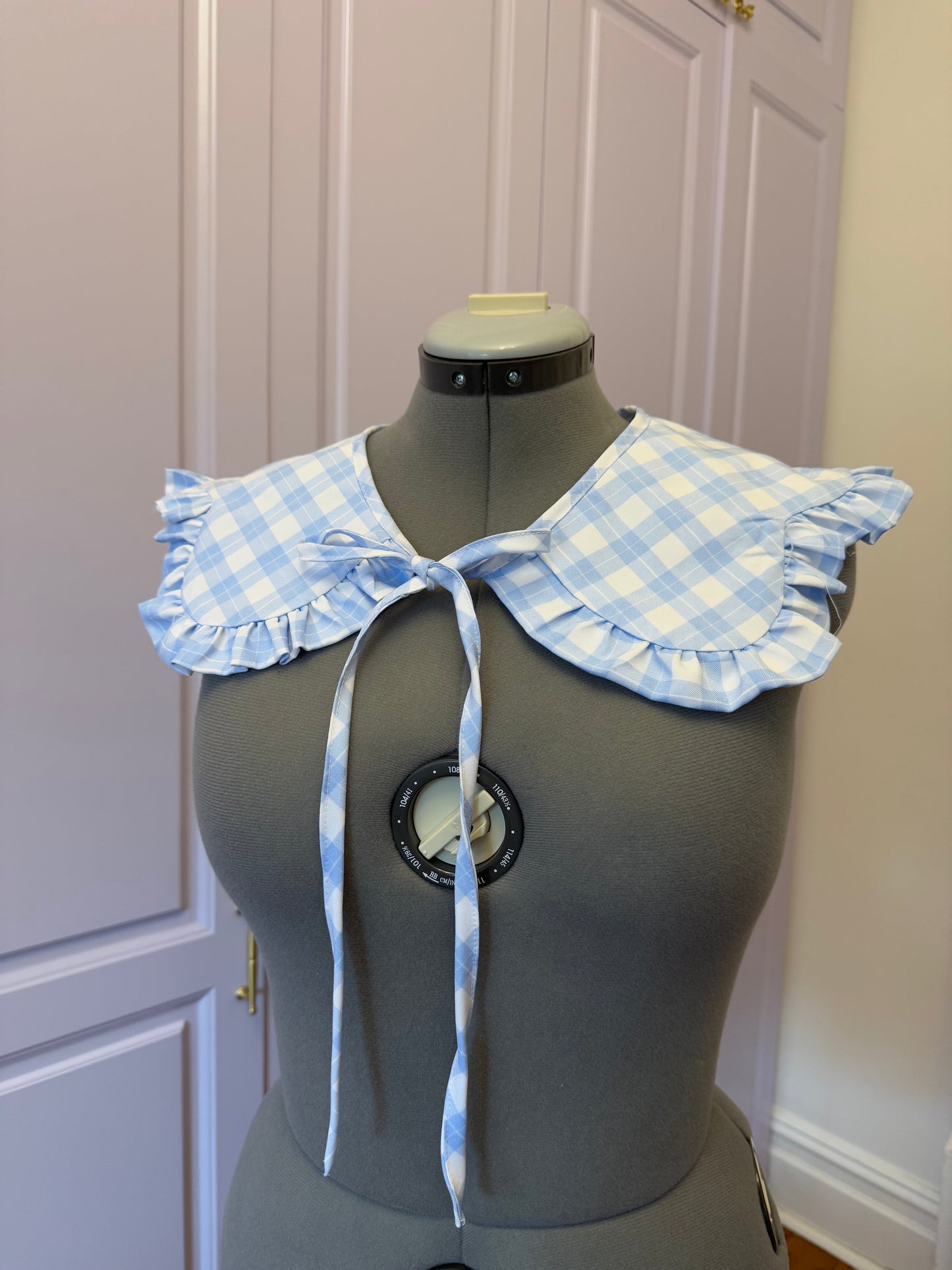 Flower collar - Baby Blue Check Cotton x Poly