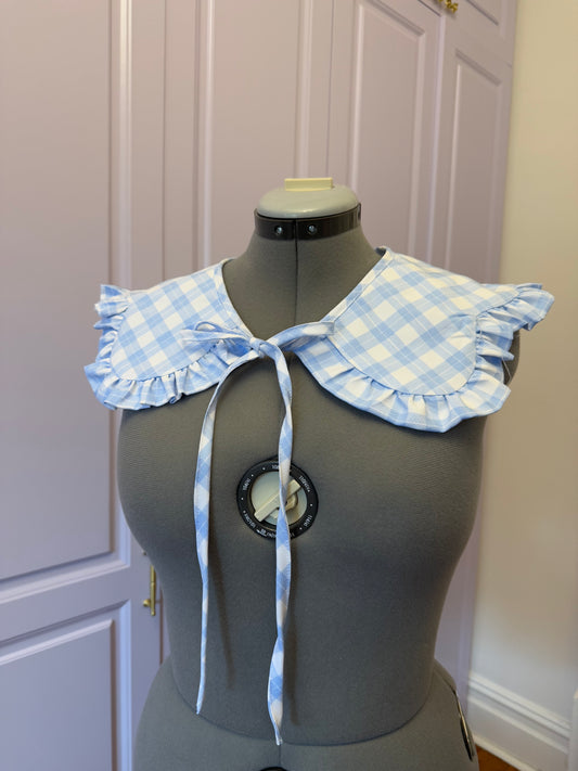 Flower collar - Baby Blue Check Cotton x Poly